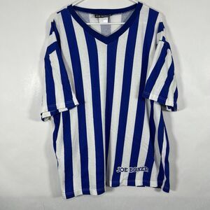 Vintage Joe Boxer V Neck Mesh T Shirt Mens Size XL Blue Striped Short Sleeve
